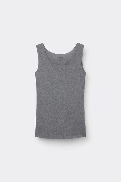 Grey Round-Neck Raw-Cut Vest Top, , large image number 2