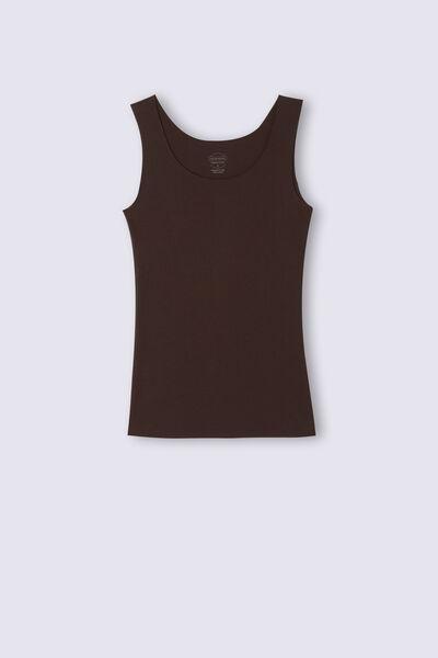 Brown Round-Neck Vest Top, , large image number 2
