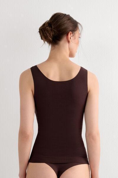 Brown Round-Neck Vest Top, , large image number 3