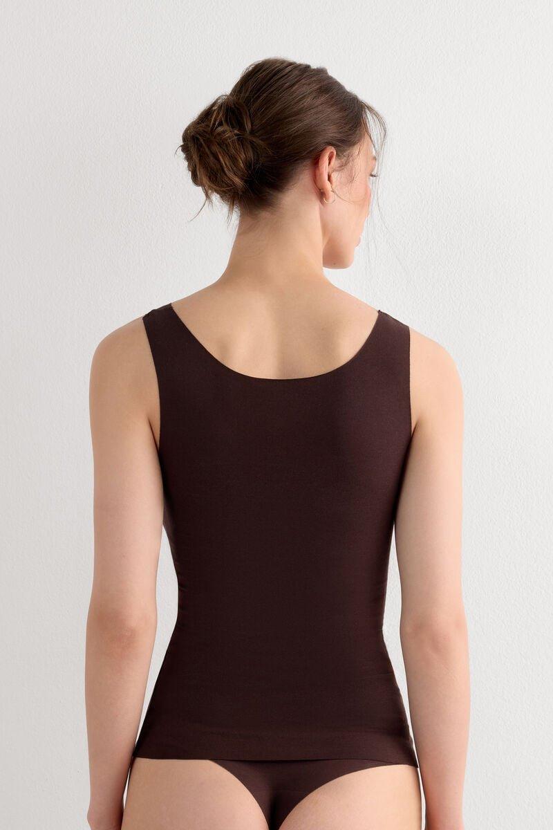 Brown Round-Neck Vest Top, 5601_705J, large image number 6