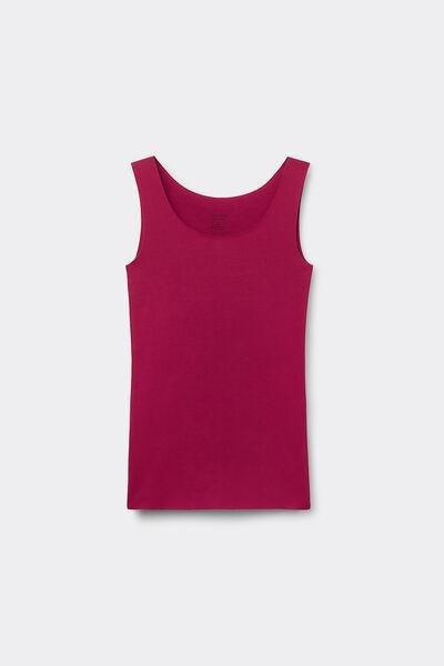 Red Round-Neck Raw-Cut Vest Top, , large image number 2
