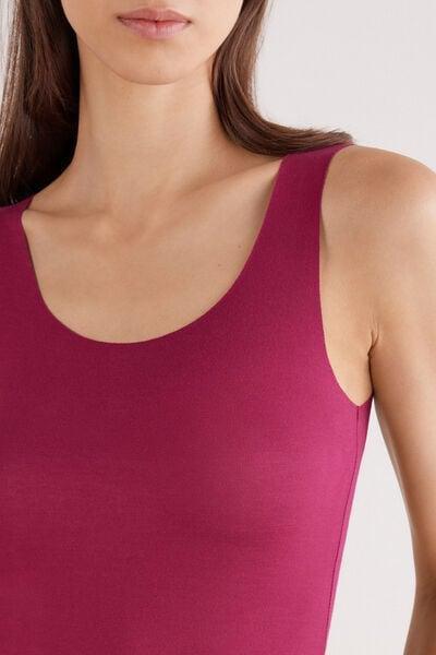 Red Round-Neck Raw-Cut Vest Top, 5601_940J, large image number 5