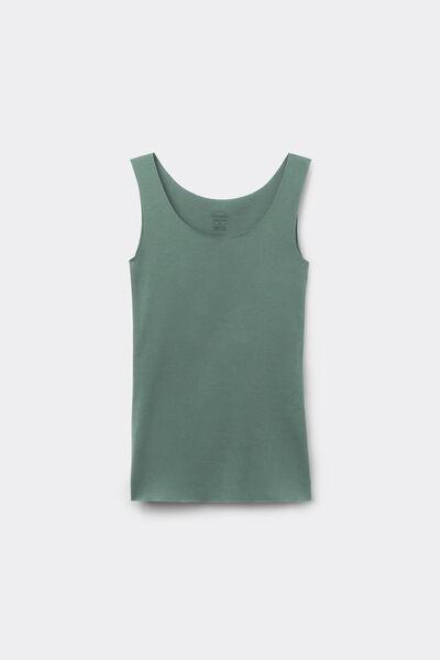 Green Round-Neck Raw-Cut Vest Top, , large image number 1