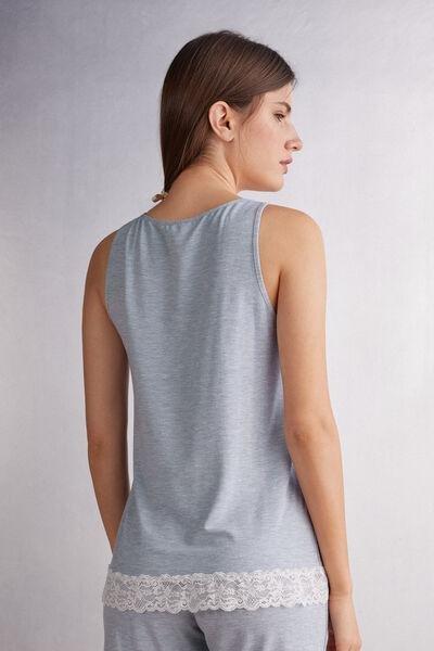 Blue Modal Lace Vest Top, , large image number 3