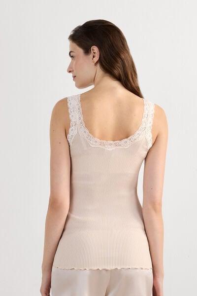 Cream Lightweight Silk Top, Silk, medium