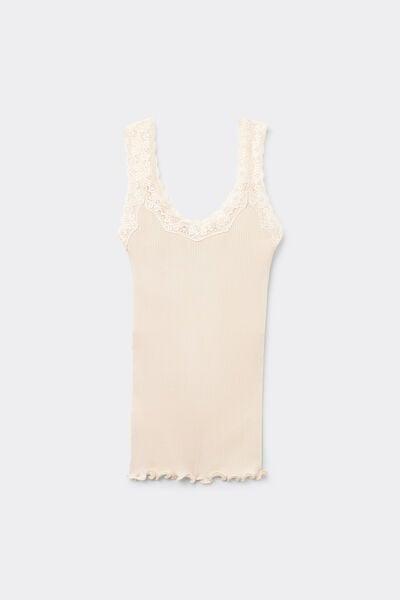 Cream Lightweight Silk Top, Silk, large image number 3