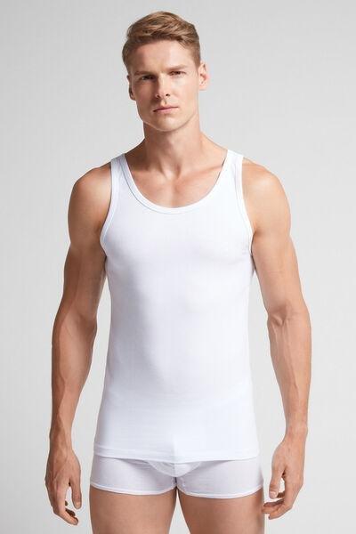 White Sleeveless Vest Top With Round Neck, , large image number 0