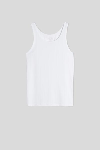 White Sleeveless Vest Top With Round Neck, , large image number 2
