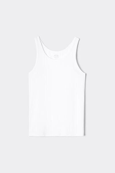 White Sleeveless Vest Top, White, large image number 2
