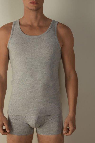 Grey Sleeveless Round Neck Vest Top, , large image number 0