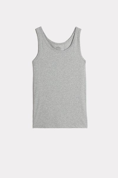 Grey Sleeveless Round Neck Vest Top, , large image number 2