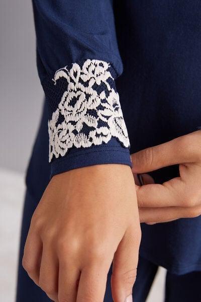 Navy Pretty Flowers Modal Top, Intense Blue/vanilla, large image number 5