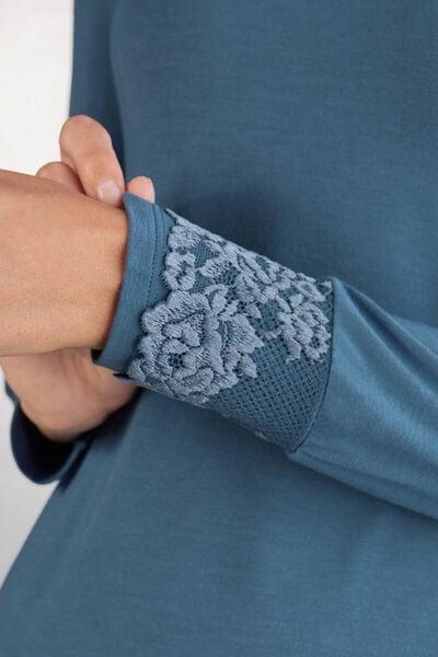 Blue Pretty Flowers Long Sleeve Modal Top, 5601_658J, large image number 5