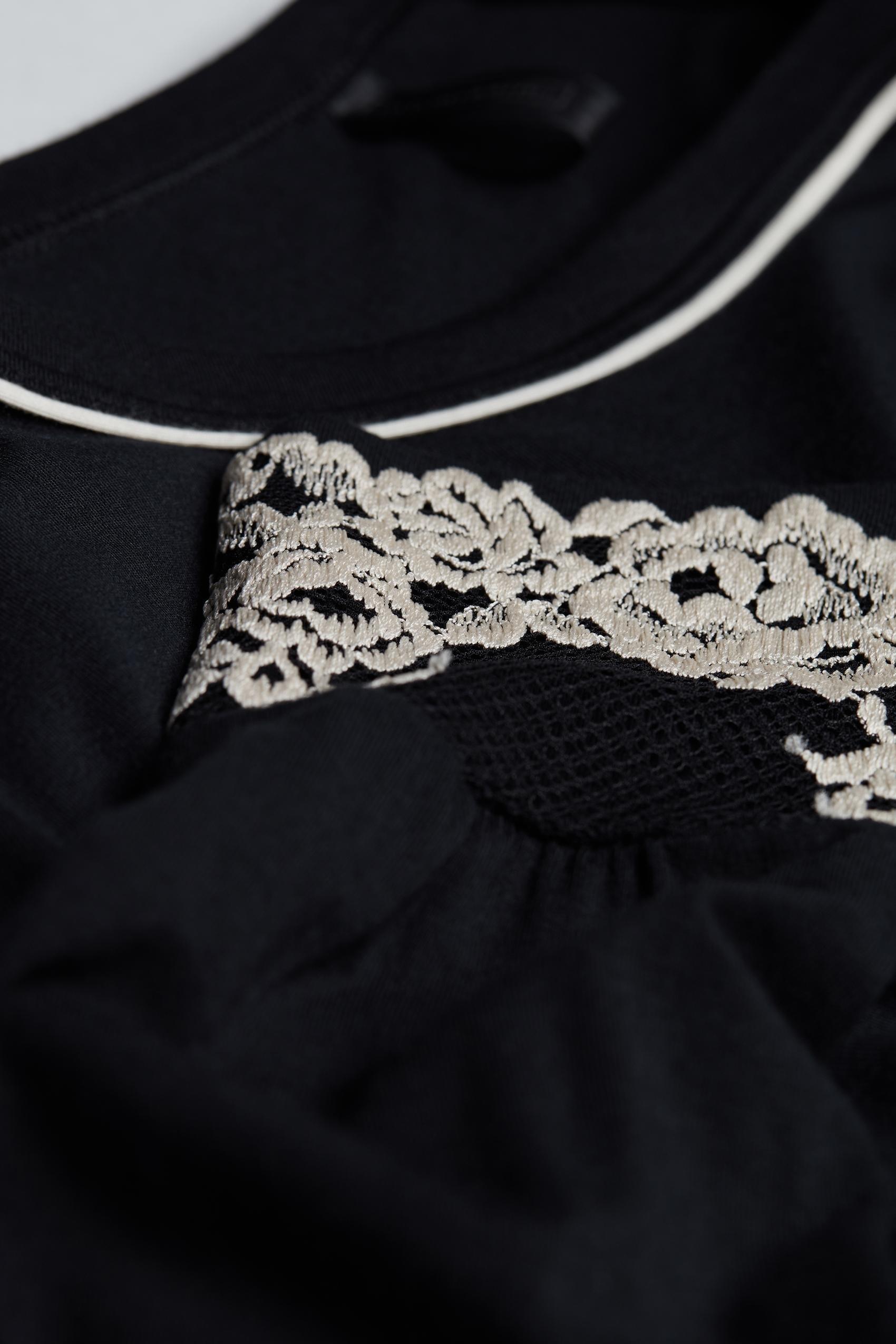Black Pretty Flower Modal Pyjama Top, , large image number 5