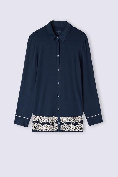 Navy Pretty Flowers Button-Up Modal Top, , large image number 2