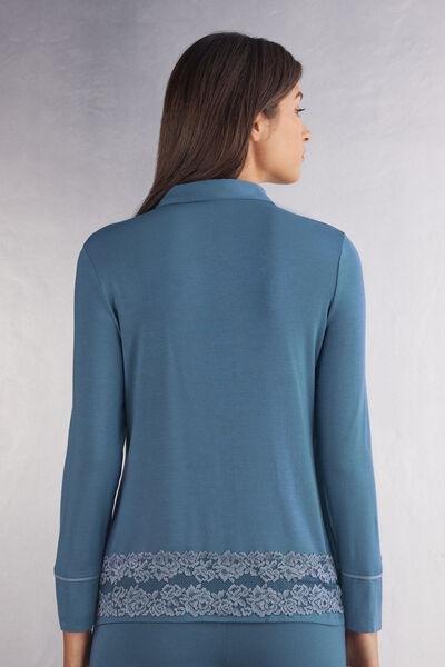 Blue Pretty Flowers Button-Up Modal Top, , large image number 3