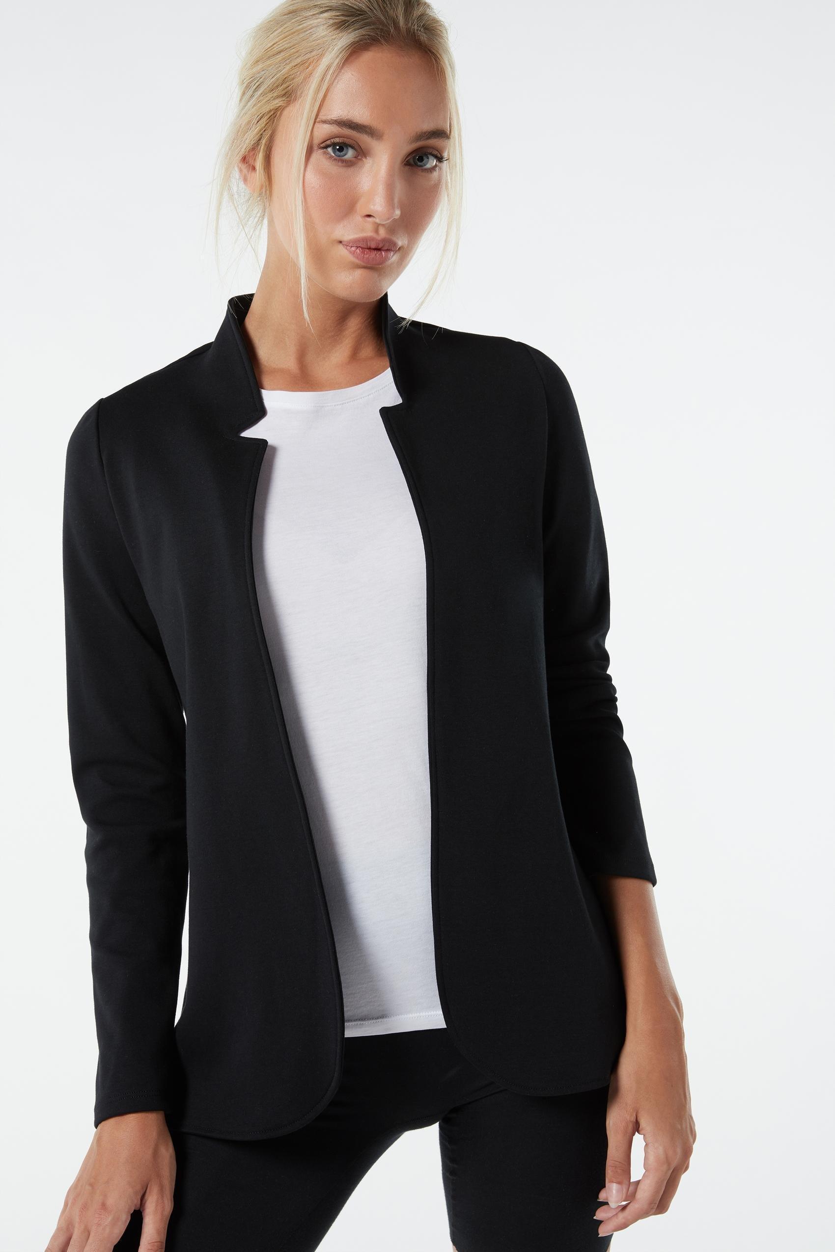 Black Long-Sleeved Interlock Cardigan, , large image number 0
