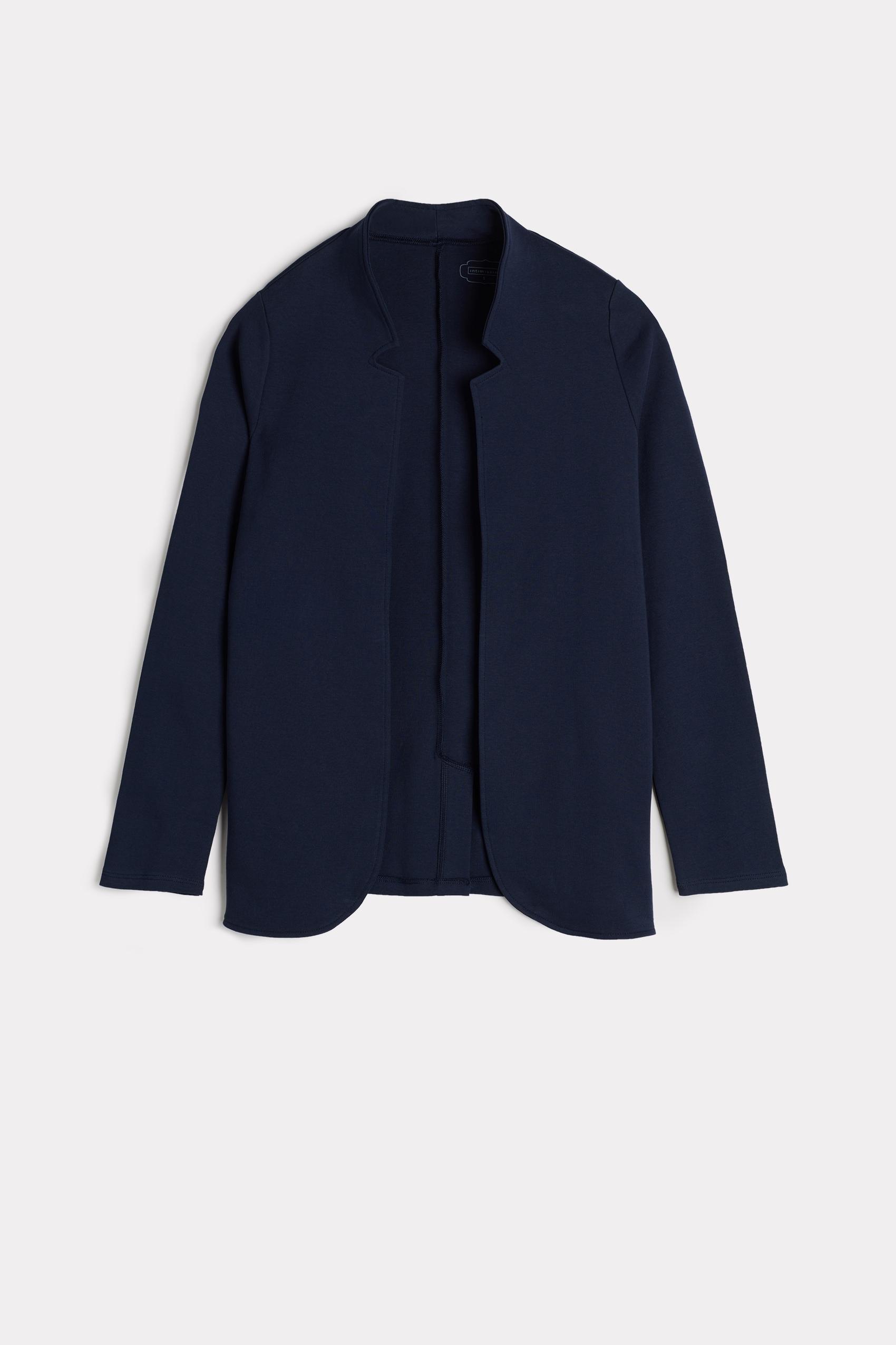 Navy Long-Sleeved Interlock Cardigan, , large image number 2
