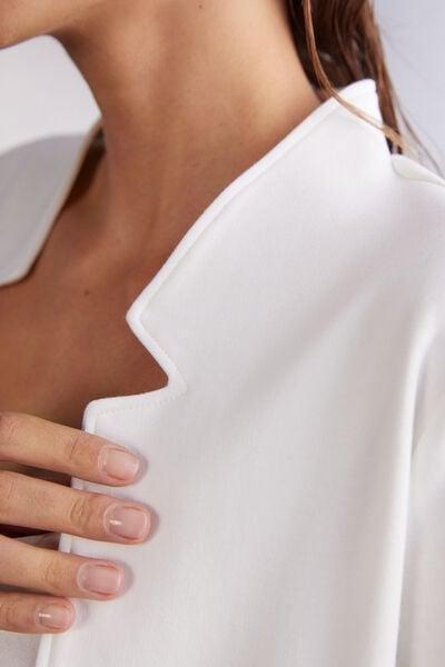 White Long-Sleeved Interlock Cotton Cardigan, Powder White, large image number 5