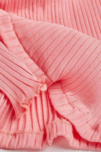 Pink Tubular-Knit Silk-Cotton Scoop Neck Top, , large image number 4