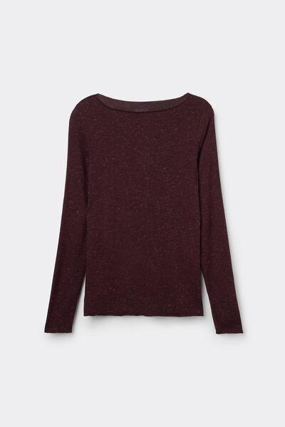 Burgundy Round-Neck Cashmere Top, 5601_032K, large image number 2