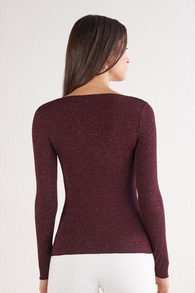 Burgundy Round-Neck Cashmere Top, 5601_032K, large image number 3