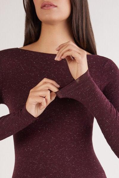 Burgundy Round-Neck Cashmere Top, 5601_032K, large image number 5