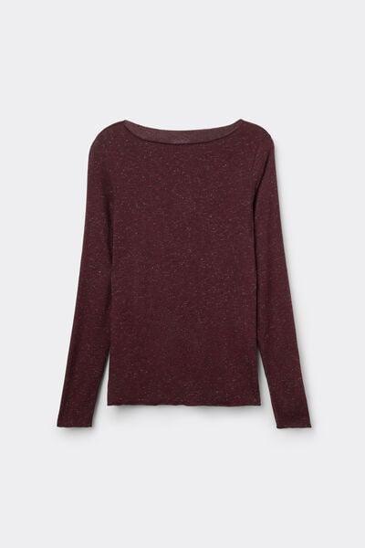 Burgundy Round-Neck Cashmere Top, 5601_032K, large image number 6