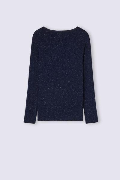 Navy Modal Cashmere Crew Neck Shirt, , large image number 2
