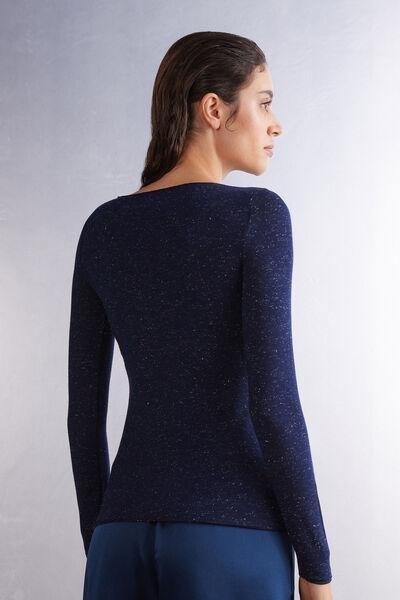 Navy Modal Cashmere Crew Neck Shirt, , large image number 3