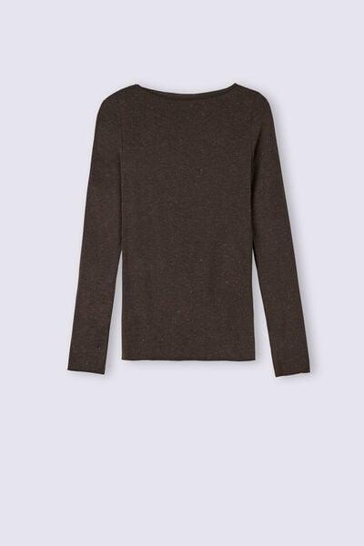 Brown Modal Cashmere Crew Neck Shirt, 5601_452J, medium
