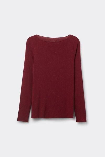 Maroon Cashmere Round Neck Shirt, 5601_786J, large image number 2