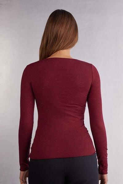 Maroon Cashmere Round Neck Shirt, 5601_786J, large image number 3