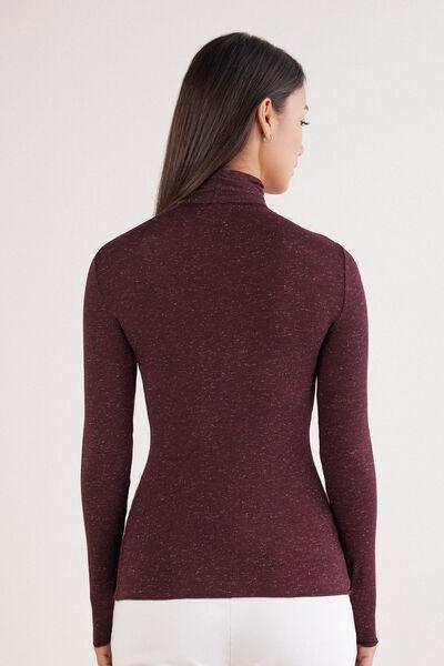 Burgundy High-Neck Cashmere Top, 5601_032K, large image number 3