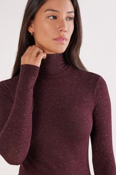 Burgundy High-Neck Cashmere Top, 5601_032K, large image number 5
