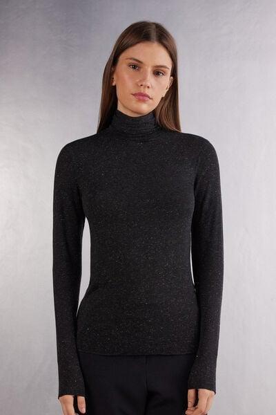 Black Cashmere High-Neck Top, 5601_5079, large image number 1