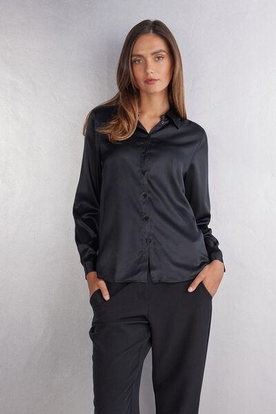 Black Silk Shirt, , large image number 1