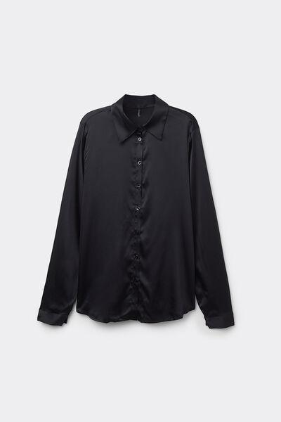 Black Silk Shirt, Black, large image number 5