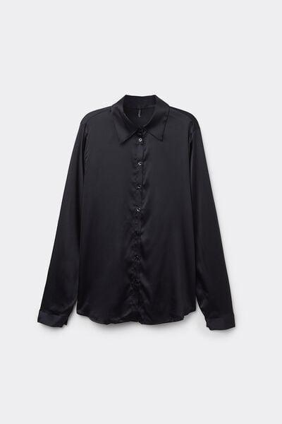 Black Silk Shirt, Black, large image number 6