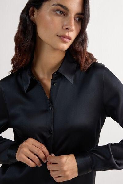 Black Silk Shirt, Black, large image number 8