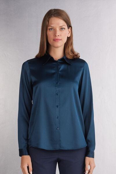 Navy Silk Shirt, , medium