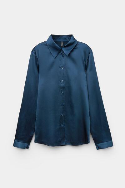Navy Silk Shirt, , large image number 2