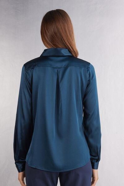 Navy Silk Shirt, , large image number 3