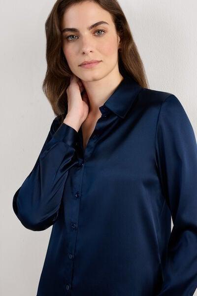 Navy Silk Shirt, Intense Blue, large image number 5