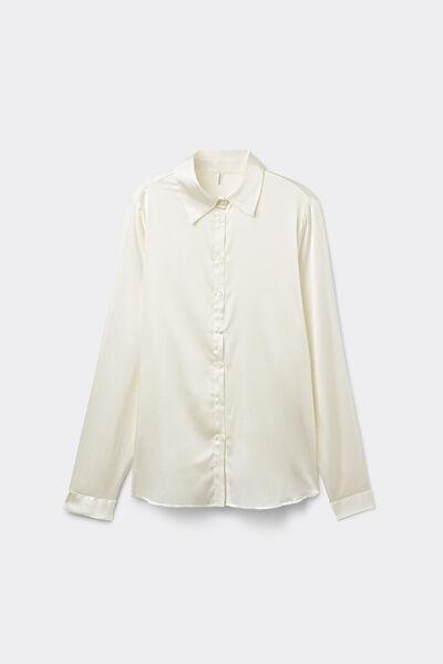 White Long-Sleeved Silk Shirt, , large image number 2