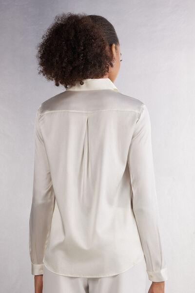 White Long-Sleeved Silk Shirt, , large image number 3