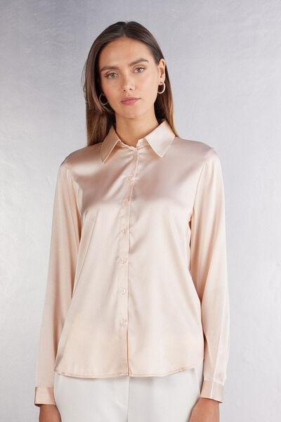 Cream Silk Shirt, , large image number 0