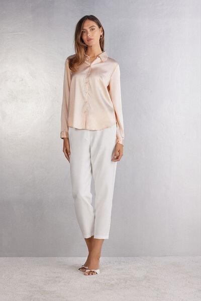 Cream Silk Shirt, , large image number 1