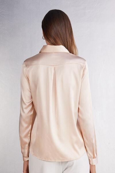 Cream Silk Shirt, , large image number 3