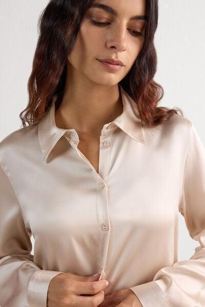 Cream Silk Shirt, Silk, large image number 5